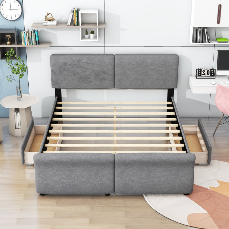 Latitude Run® Upholstery Platform Bed with a Drawer on Both Sides Wayfair